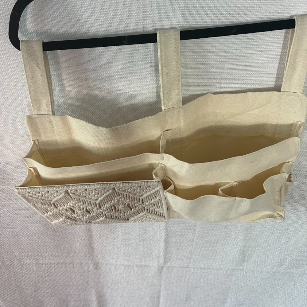 Conforming Macrame Boho Dorm Bed Caddy Organizer Remote Cream - 0198 - Picture 4 of 4